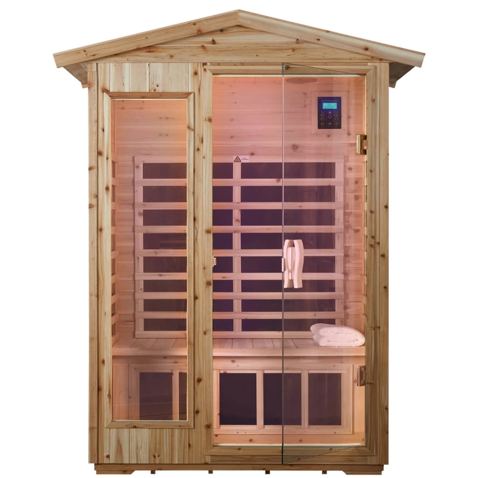 Garner-902VS 2 Person Outdoor Infrared Sauna in Fir | The Most Popular Outdoor Sauna