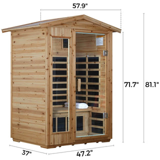 Garner-902VS 2 Person Outdoor Infrared Sauna in Fir | The Most Popular Outdoor Sauna